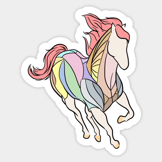 Multi-colored Horse Sticker by quenguyen